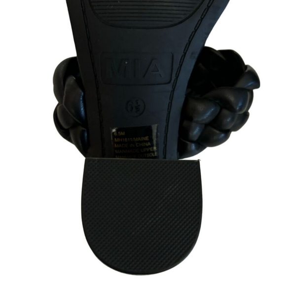 NWOT-MIA Women’s Maine Black Braided Strap Slip On Heeled Sandals Size 6.5 - Picture 7 of 7